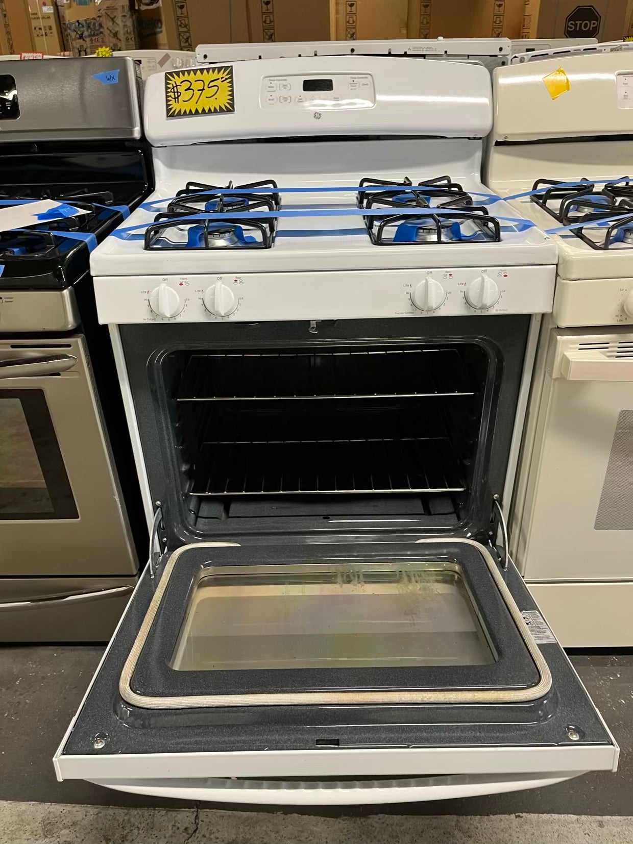 GE gas range stainless steel 4 burner bake broil hi/lo self clean 30" #ER677JB