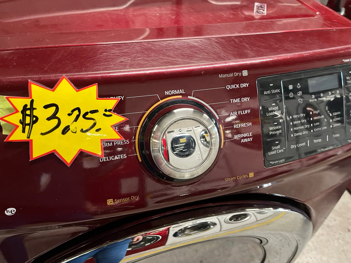 Samsung front load stackable electric 220v dryer in red 27" #ED404DB