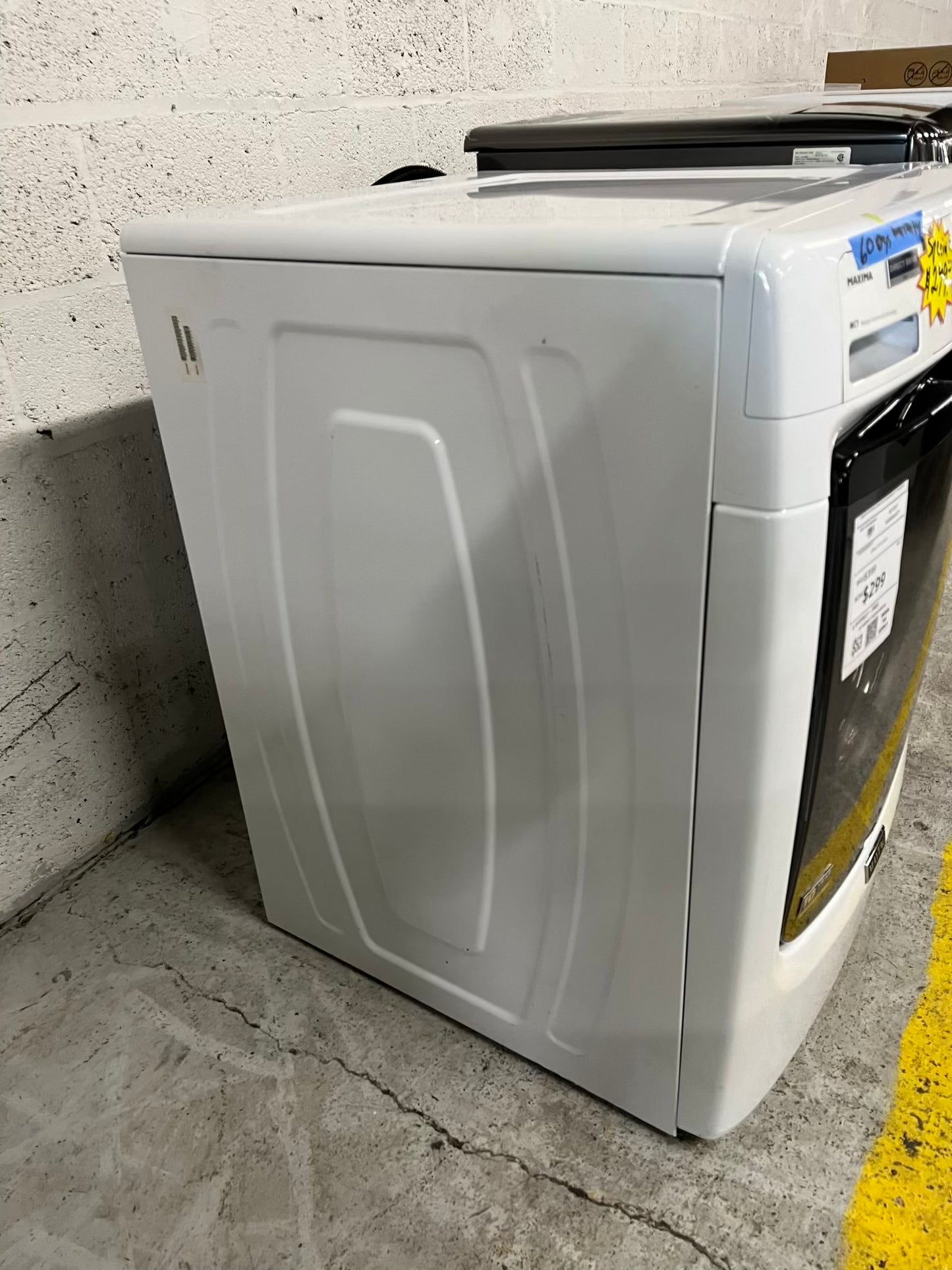 Maytag Maxima front load washing machine large capacity stainless steel drum stackable 27" #W407YB