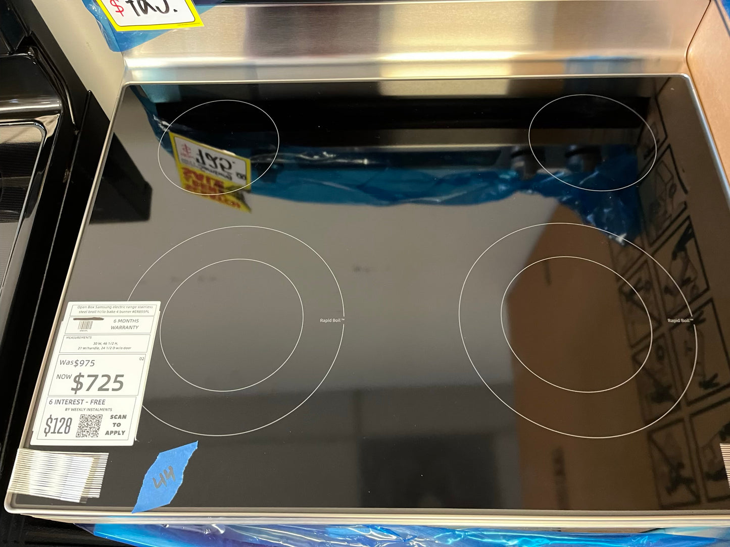 Open Box Samsung electric range stainless steel broil hi/lo bake 4 burner #ER855PL