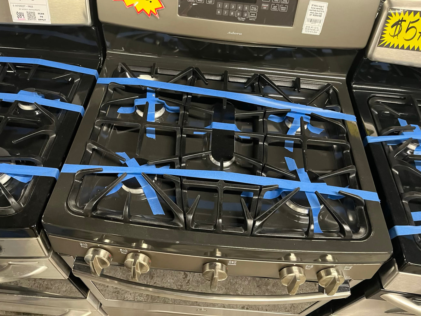 - GE Adora range 5 burner convection roast bake broil hi/lo steam clean slate used refurbished 30" #GR901KB
