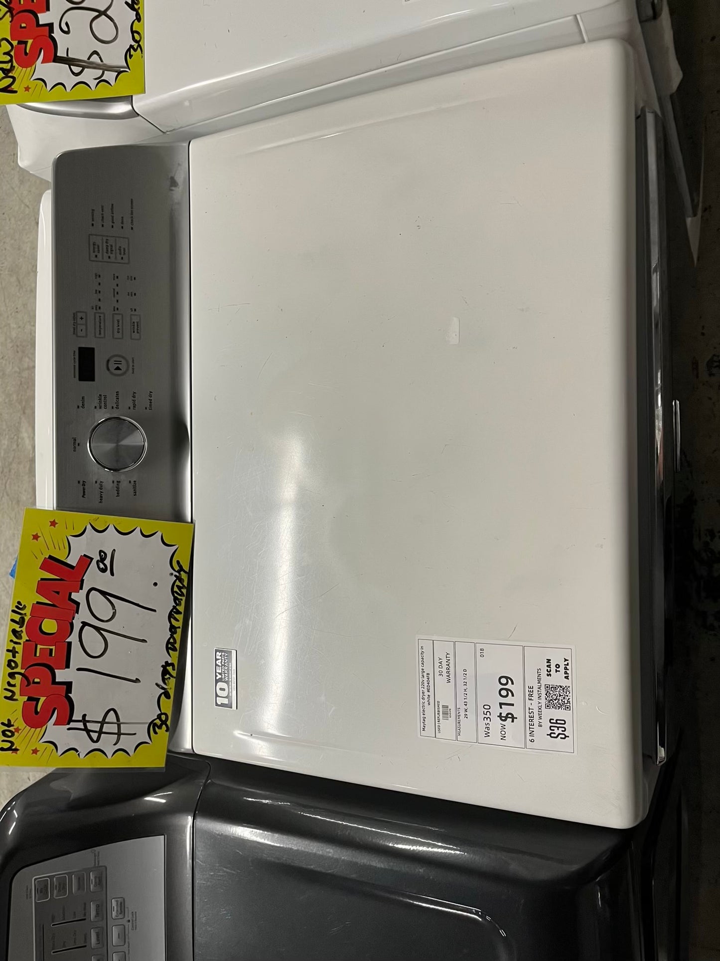 - Maytag electric dryer 220v large capacity in white #ED404FBB
