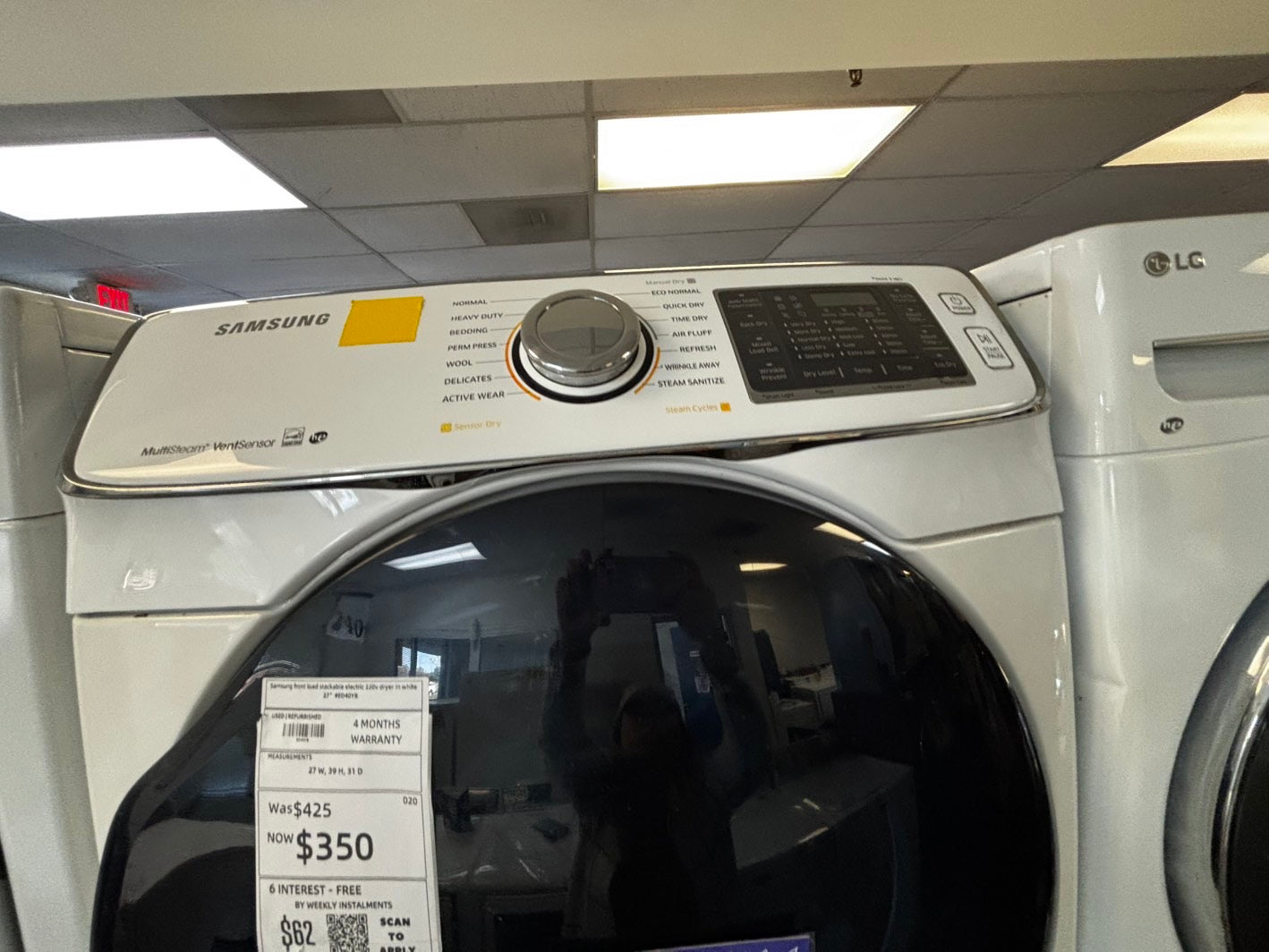 -Samsung steam washer 4.5 cu ft & steam dryer 7.5 cu ft set electric 220v front load stackable or side by side -sensor dry He in dark white  #WST547LL