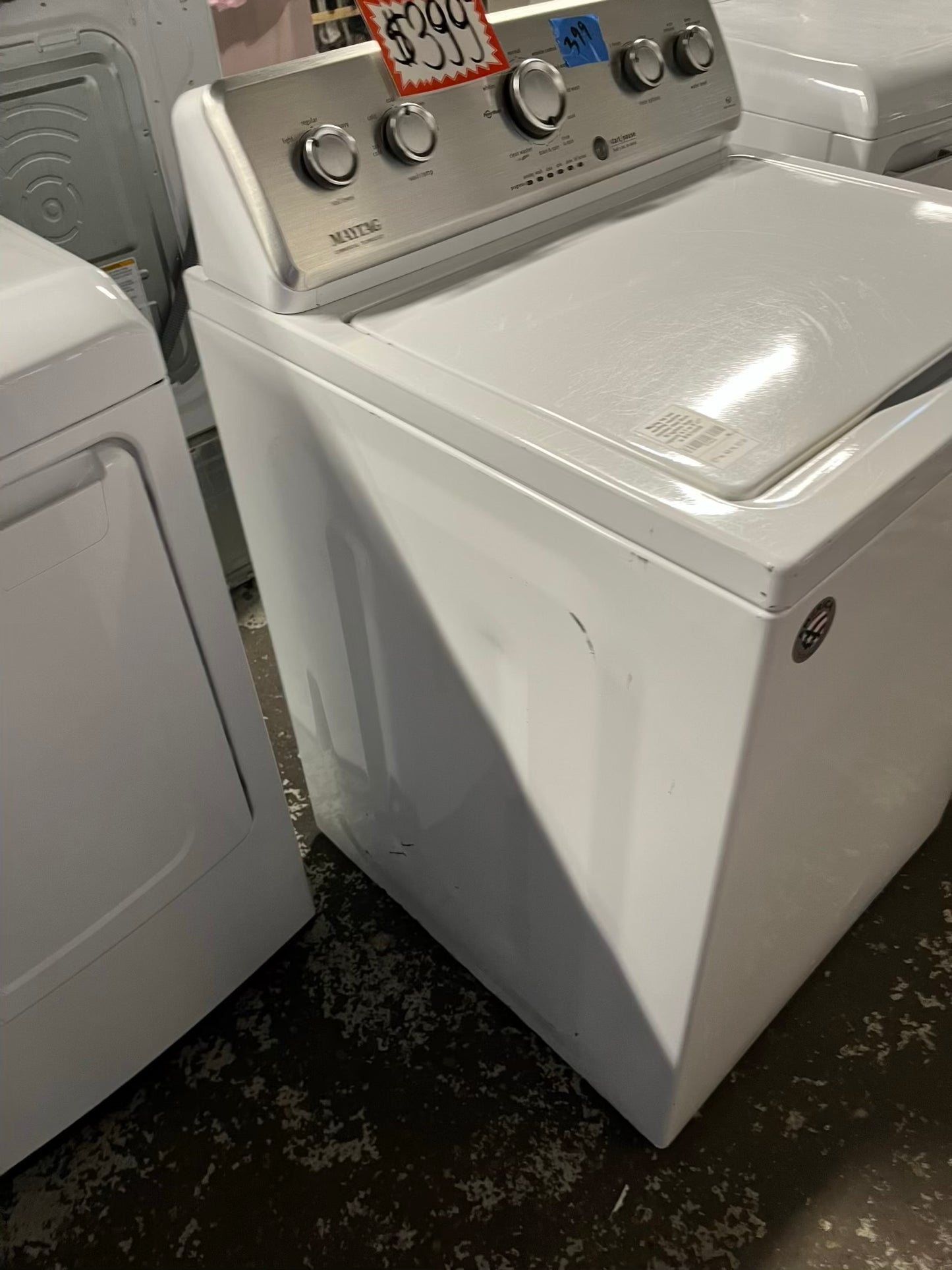 Maytag top load washing machine stainless steel drum W/agitator large capacity 4.5 cu ft 27" in #W759VB