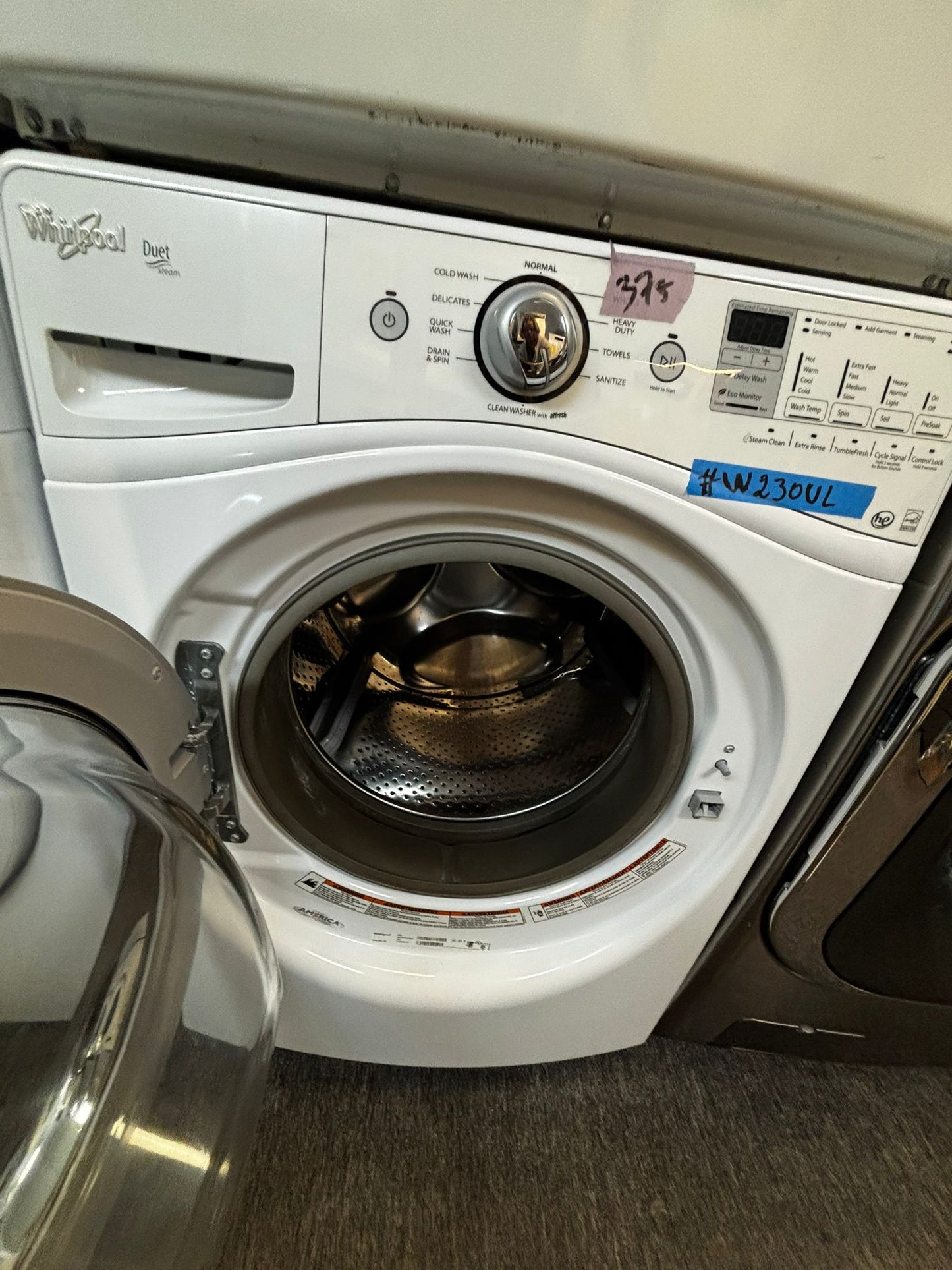 Whirlpool front load washer & dryer set electric 220v stackable large capacity #WD932LB