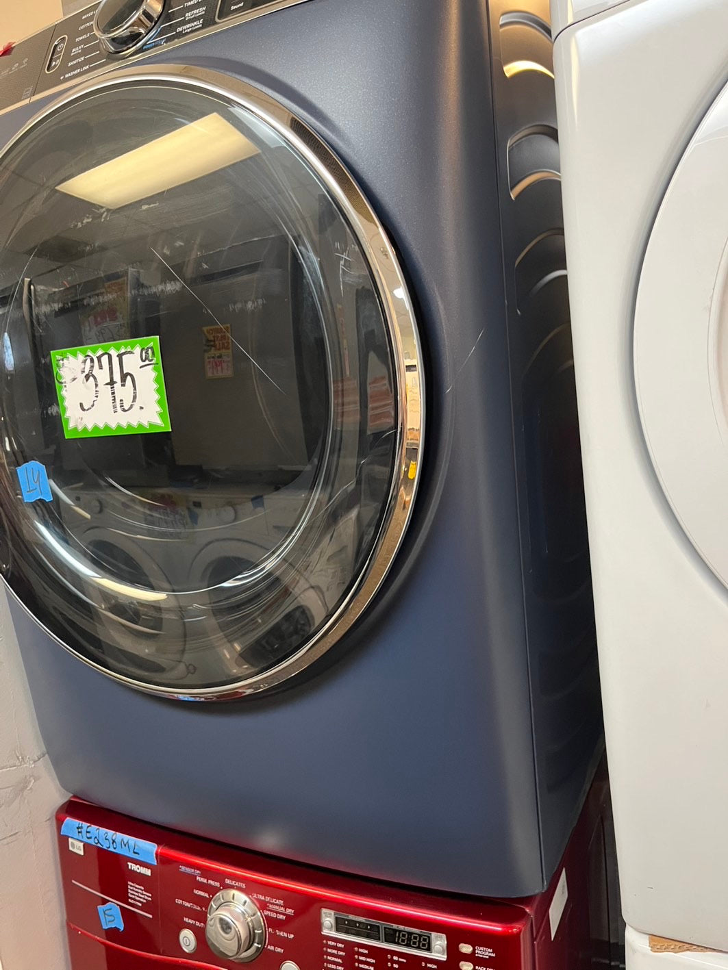 Ge - 7.8 Cu. Ft. Stackable Smart sensor dry power steam Electric Dryer with Steam and Sensor Dry - Graphite Steel 28" #RF2089L