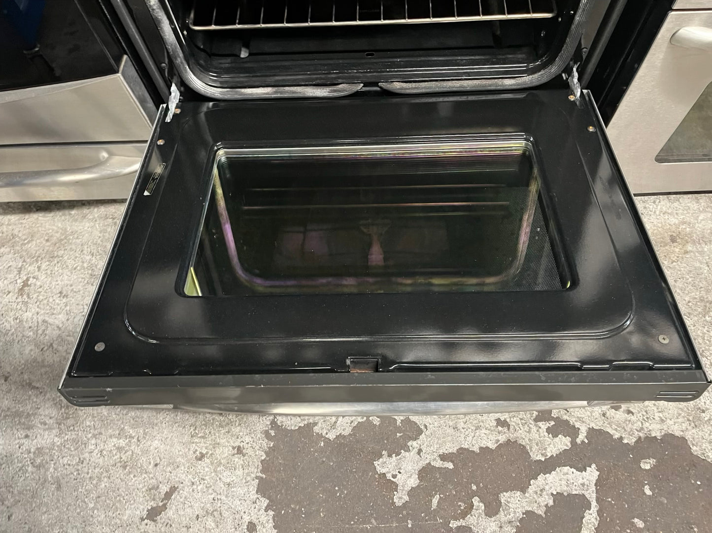 - GE Adora range 5 burner convection roast bake broil hi/lo steam clean slate used refurbished 30" #GR901KB