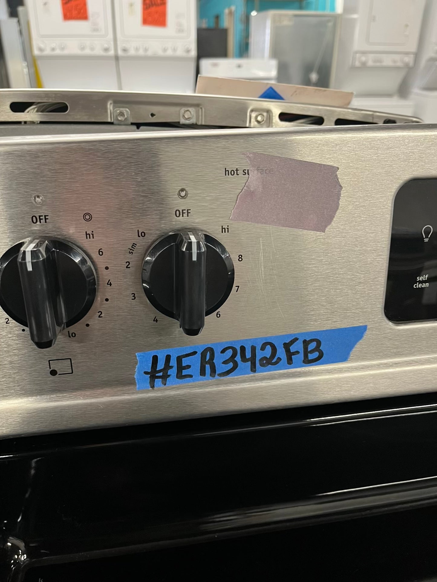 - Frigidaire electric range stainless steel 5 burner warm zone bake roast broil self clean 30” item number #ER342FB