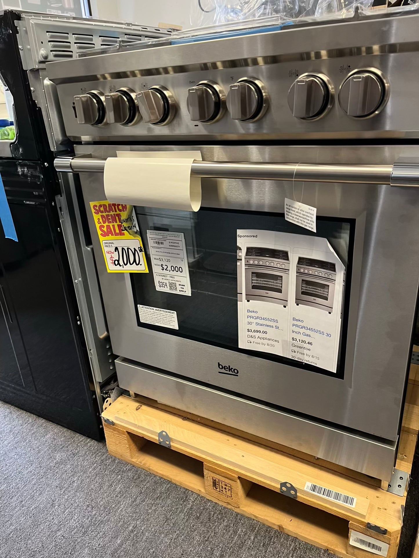 Open Box 📦 Beko Stainless Steel Pro-Style Gas Range slide in broil hi/lo sabbath convection bake roast 500 degrees 30" #GR947GL