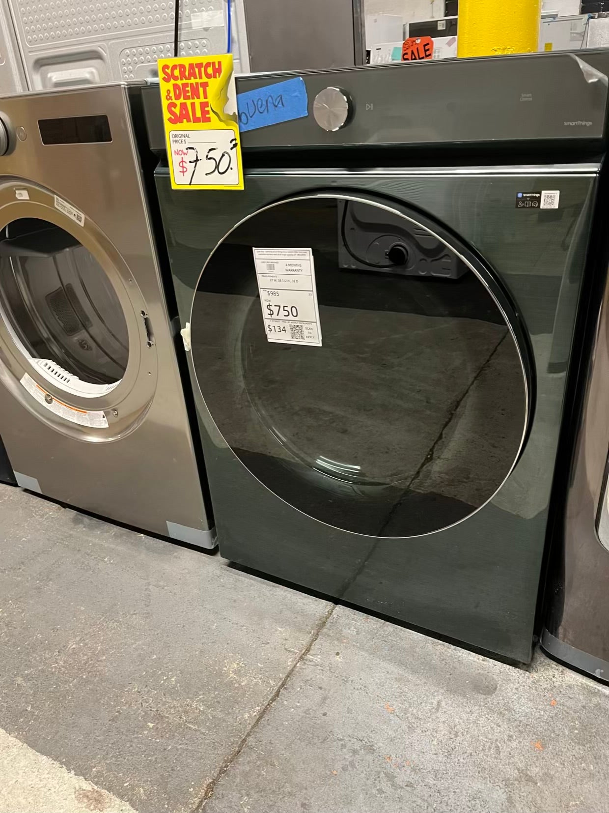 Open Box Samsung Smart things Dryer electric 220v front load stackable stainless steel drum large capacity 27" #ED349KB