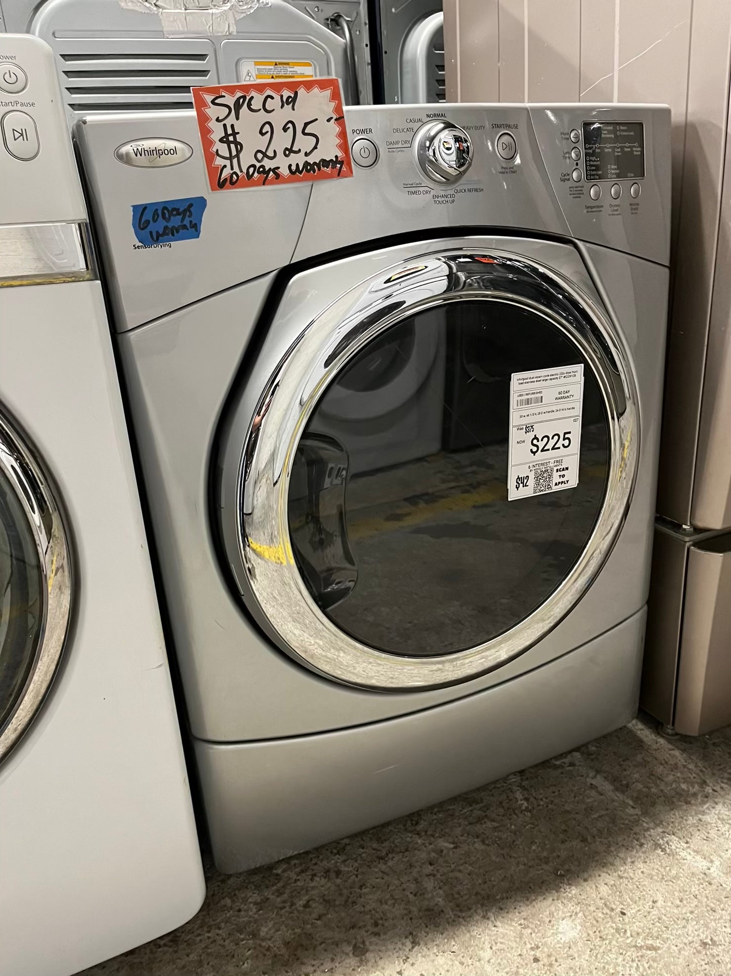 Whirlpool duet steam cycle electric 220v dryer front load stainless steel large capacity 27" #ED291CB