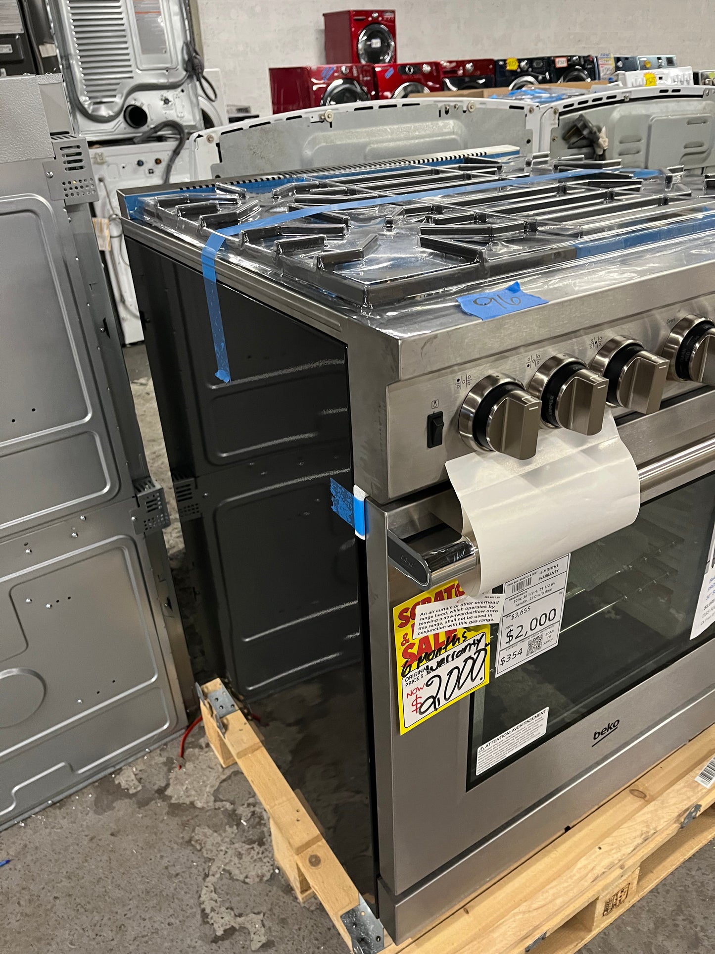 - Open Box 📦 Beko Gas range 5 burner stainless steel convection bake, convection Roast broil Sabbath 30" #GR398DB