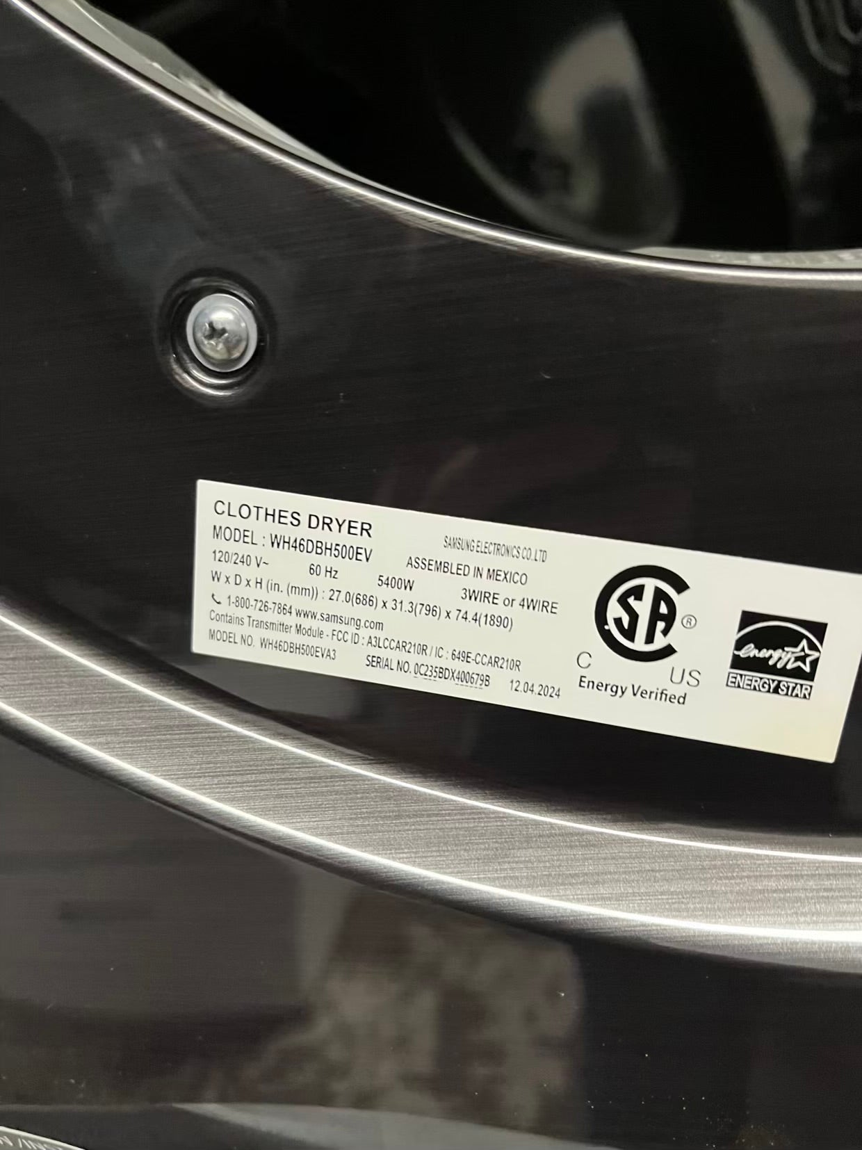 Open Box 📦 | Scratch & Dent Samsung bespoke WashTower electric 220v Single Unit Al Front Load Washer 4.6 cu ft & Dryer 7.6 cu ft 27" in #WD632SB