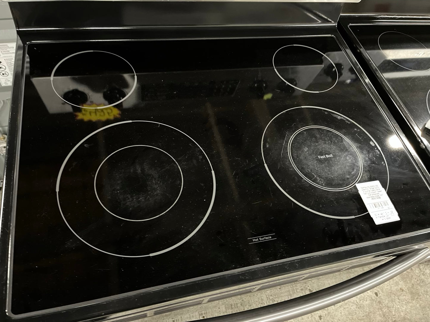 - Samsung glass top electric range 220v 4 burner bake broil fast boil steam clean Refurbished stainless steel 30" #ER318SB