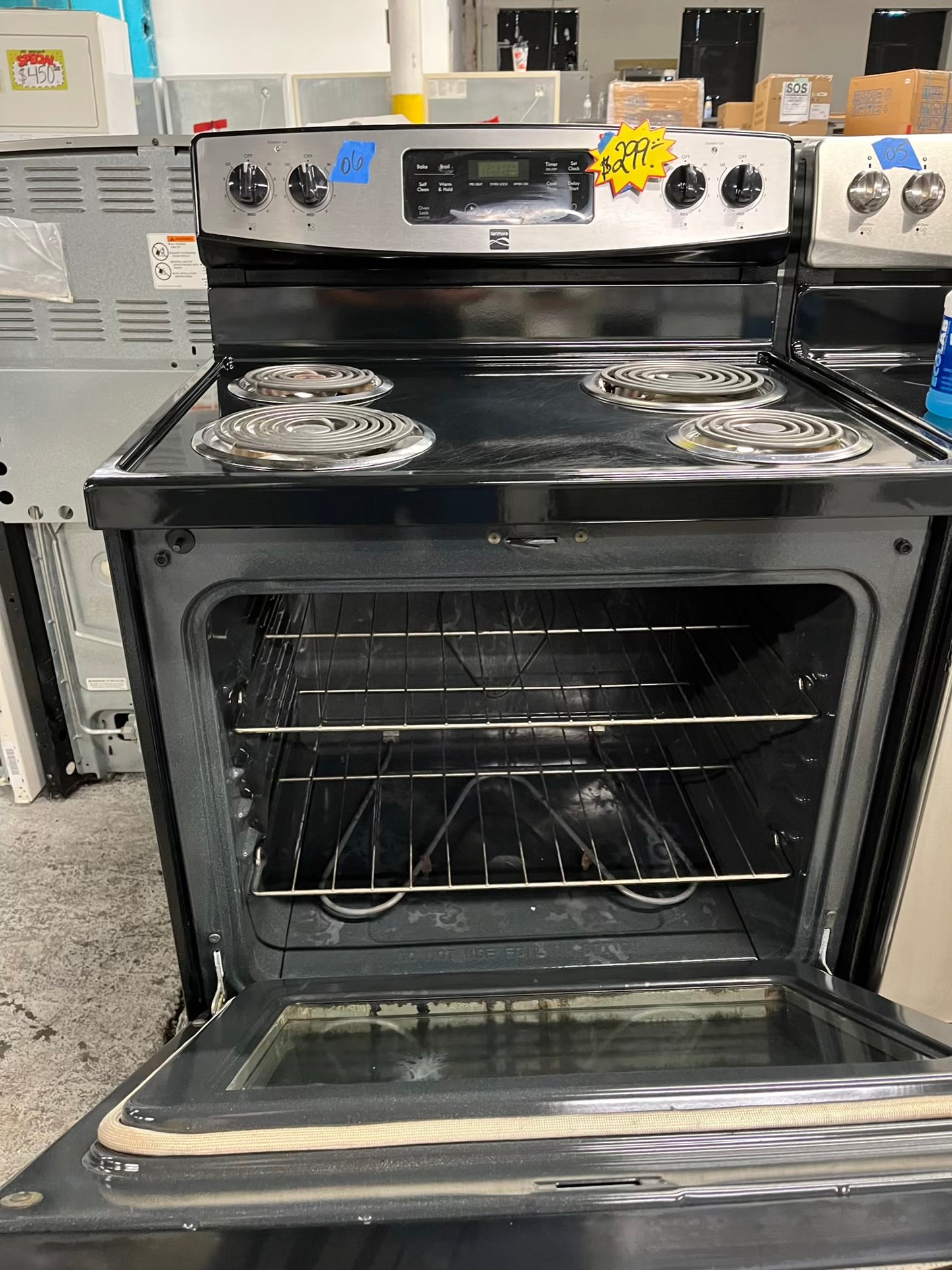 Kenmore electric 220v range coil 4 burner bake broil self clean stainless steel 30" #ER488KB Refurbished