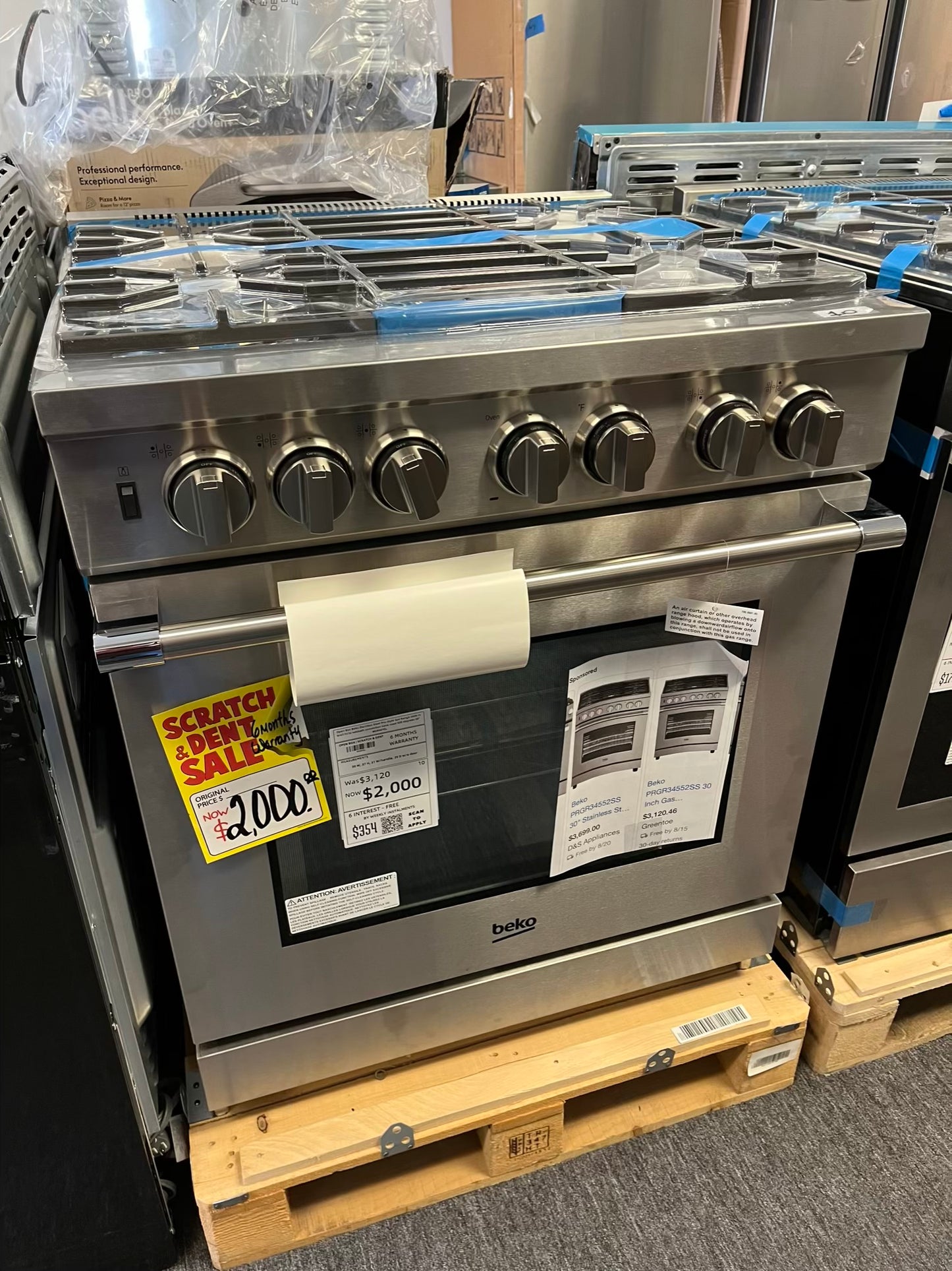 Open Box 📦 Beko Stainless Steel Pro-Style Gas Range slide in broil hi/lo sabbath convection bake roast 500 degrees 30" #GR947GL