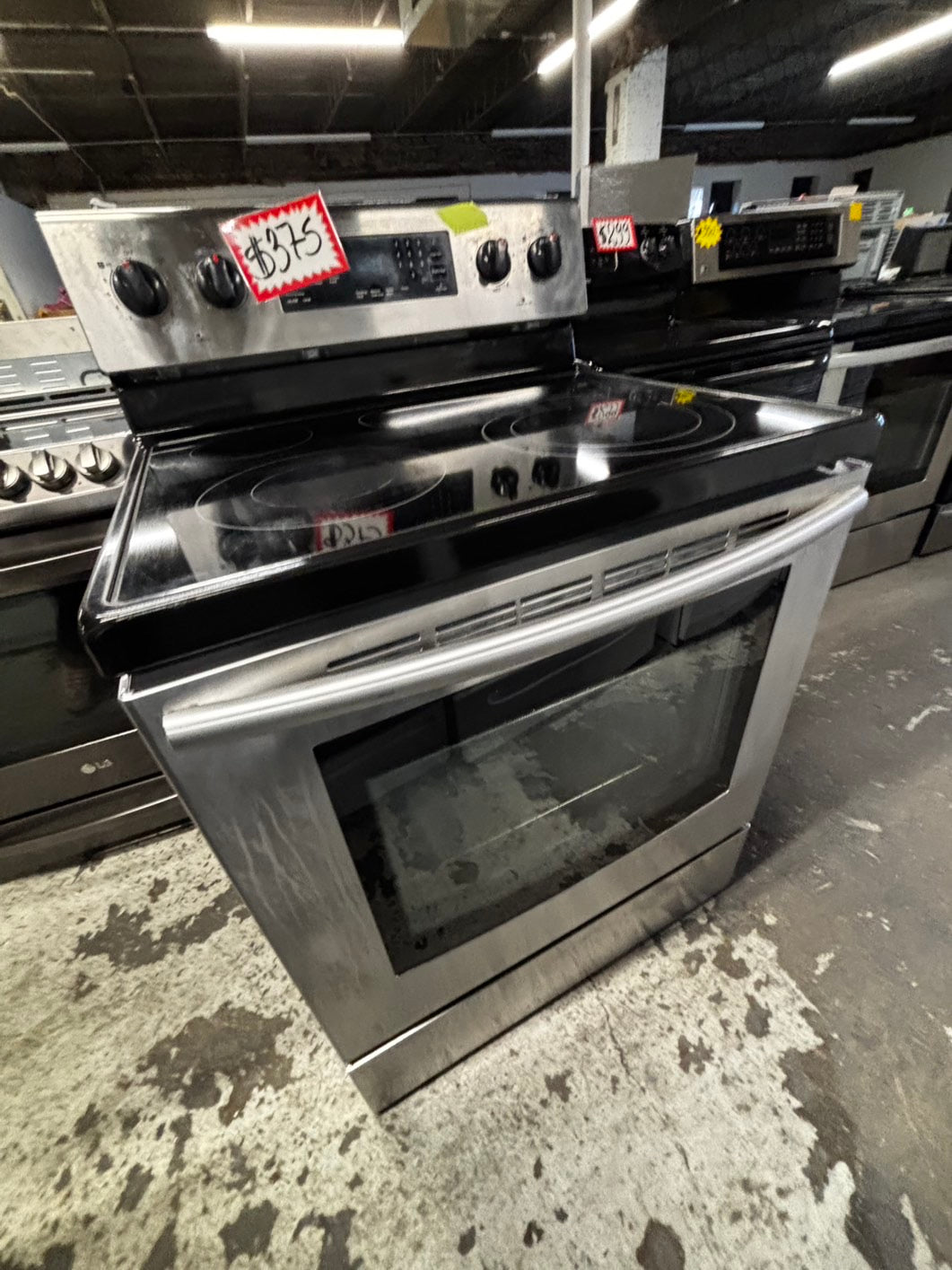 -Samsung glass top electric range 220v 4 burner bake broil fast boil steam clean Refurbished stainless steel 30" #ES918SB