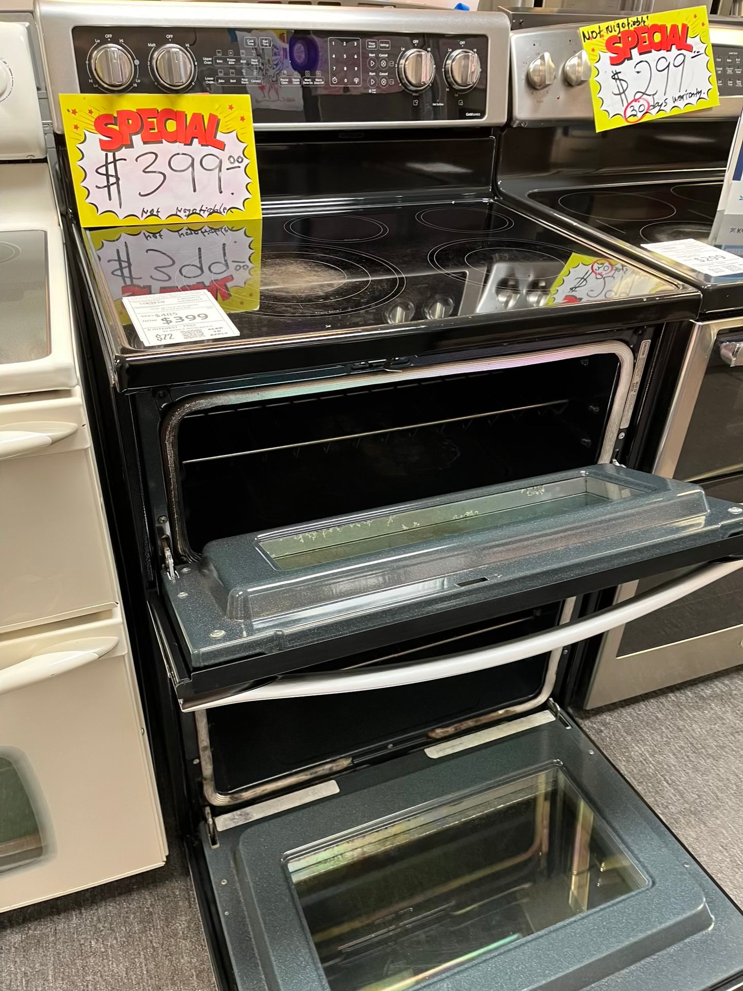 WHIRLPOOL ELECTRIC 220v STAINLESS STEEL FROZEN BAKE DOUBLE OVEN BROIL CONVECTION STEAM CLEAN 5 BURNER WARM ZONE #ER849YL