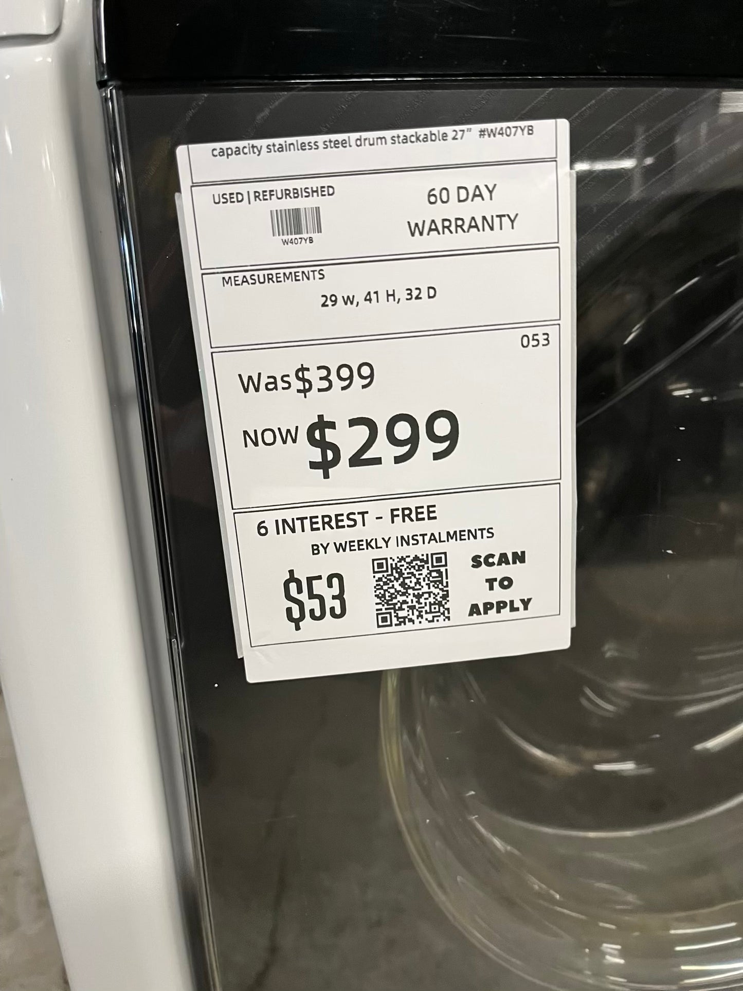 Maytag Maxima front load washing machine large capacity stainless steel drum stackable 27" #W407YB