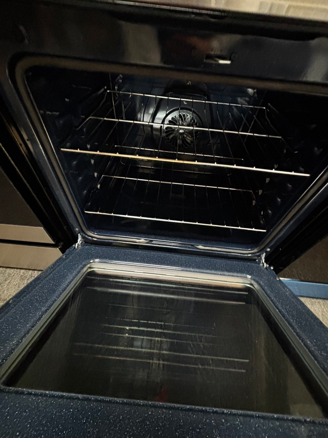 Samsung glass top electric range Air-fry 220v 5 burner warm zone convection bake roast broil steam clean Refurbished 30" #ESS534AL