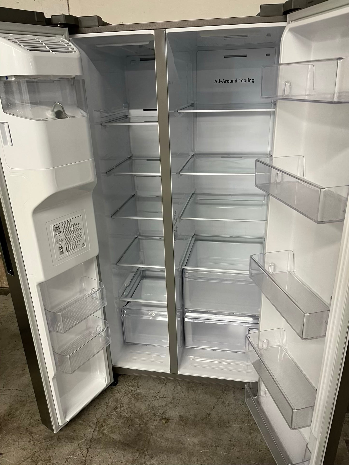 Used Refurbished Samsung side x side refrigerator stainless steel w/ice water dispenser 36" #RF835UB-TR