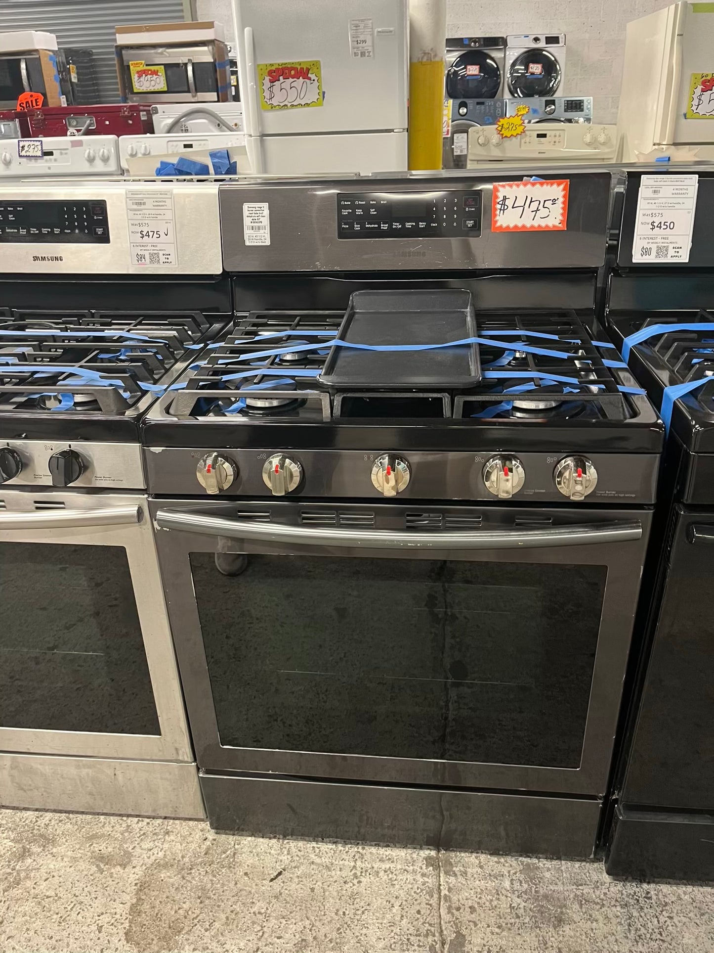 - Samsung range 5 burner convection roast bake broil dehydrate self clean slate 30" #GR902PB