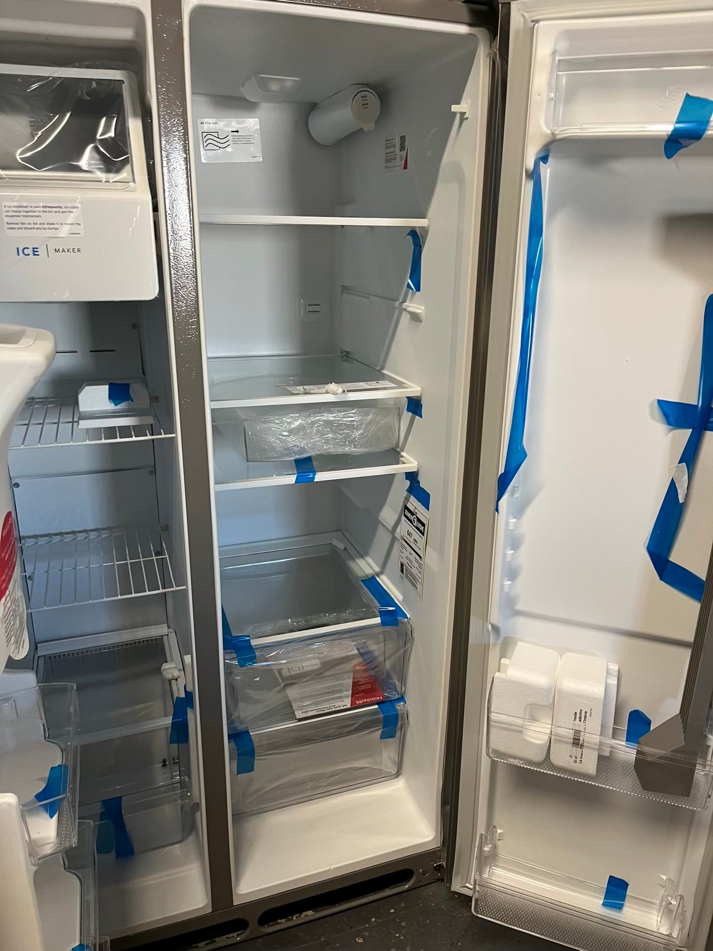 Open Box 📦 | scratch & dent Frigidaire side x side refrigerator w/ice water dispenser inside stainless steel 36" #RF875VB