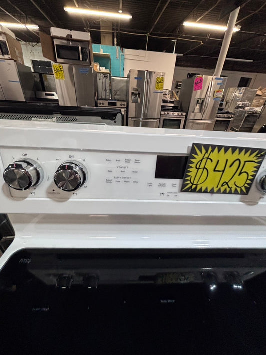 >*kitchen Aid electric 220v glass top range bake Broil roast self clean white color 30" Refurbished #EKAT23B