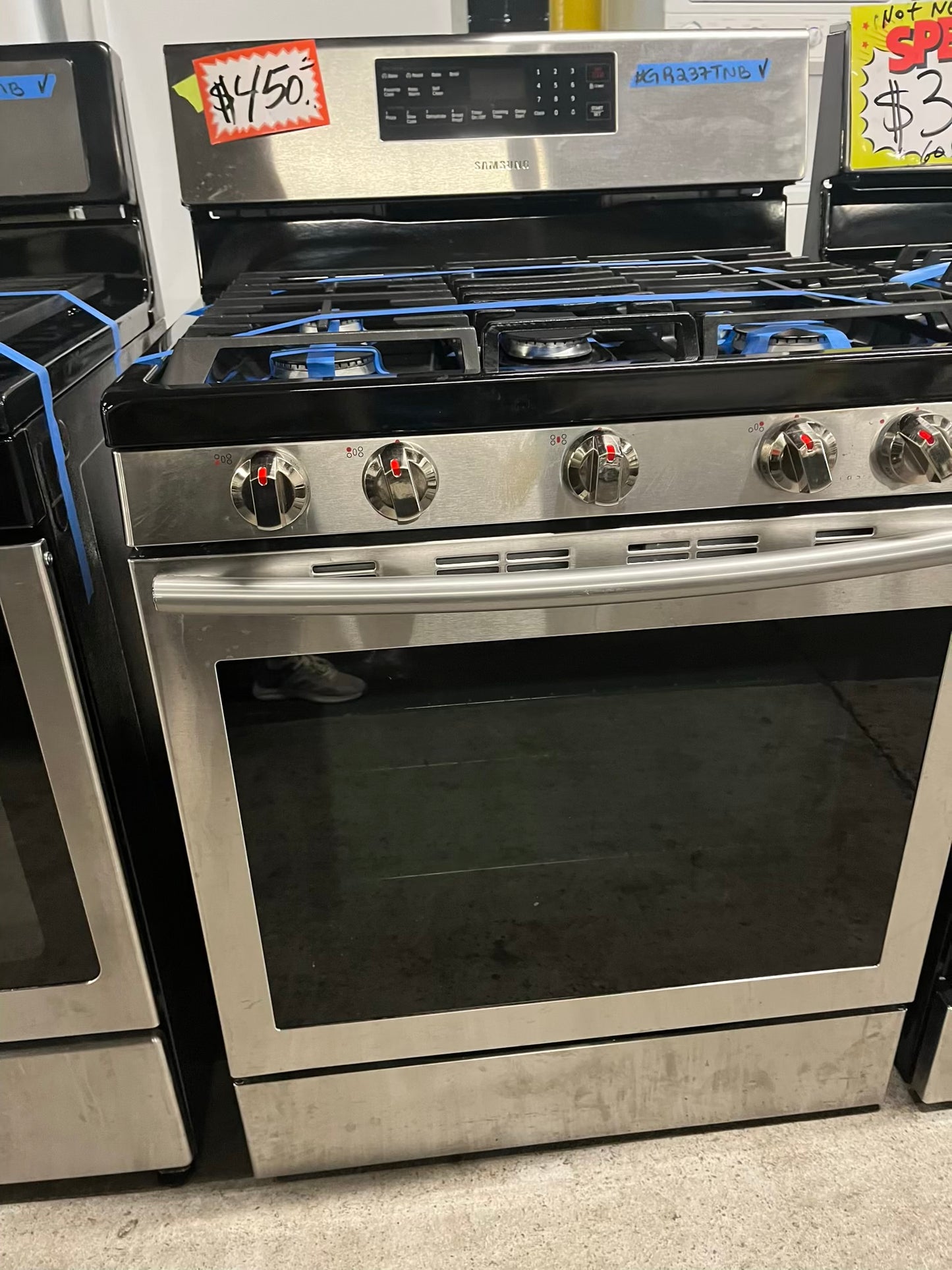- Samsung range 5 burner convection roast bake broil dehydrate self clean stainless steel 30" #GR237TNB
