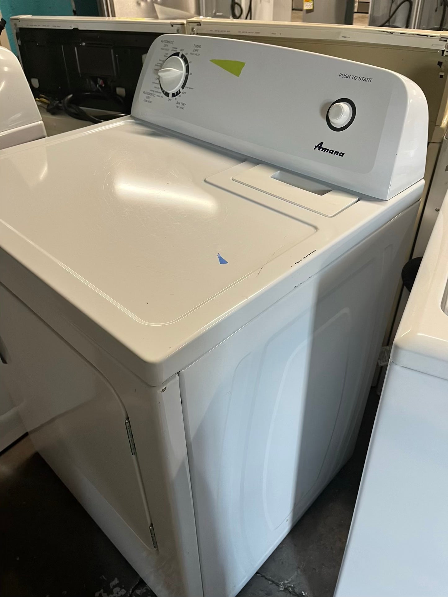 - Amana electric washer & dryer 220v set top load side by side #TWAM377WL