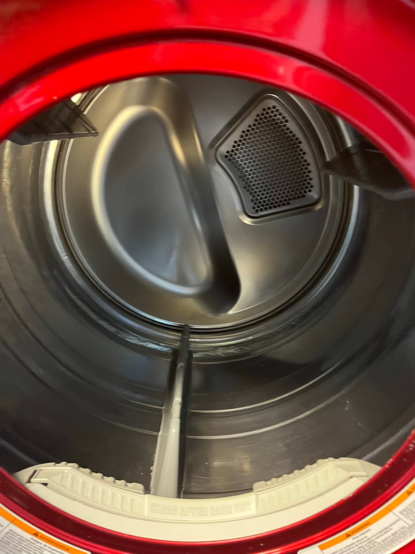 - LG front load washer & dryer set electric 220v large capacity w/pedestal extra storage in red 27” #WD783NL