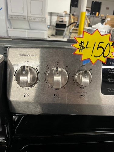 - Kenmore Glass top electric 220v range 5 burner warm zone bake broil convection bake convert stainless steel 30" Refurbished #ER749HB