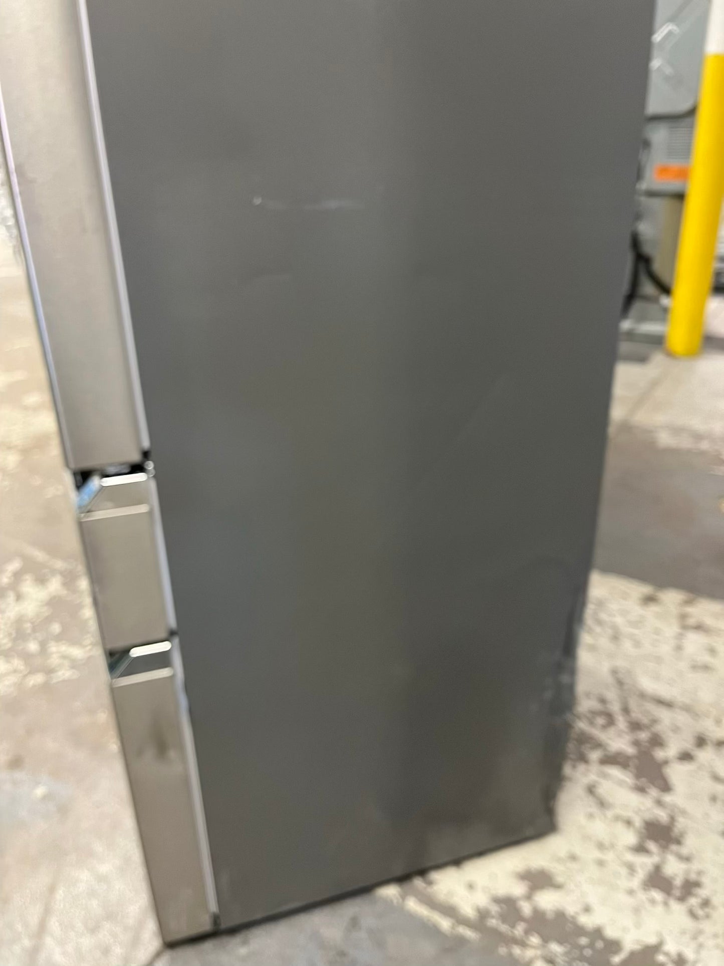 - Frigidaire Gallery four door refrigerator counter depth  stainless steel w/ice and water dispenser  used-refurbished 36”  #RF994BPB