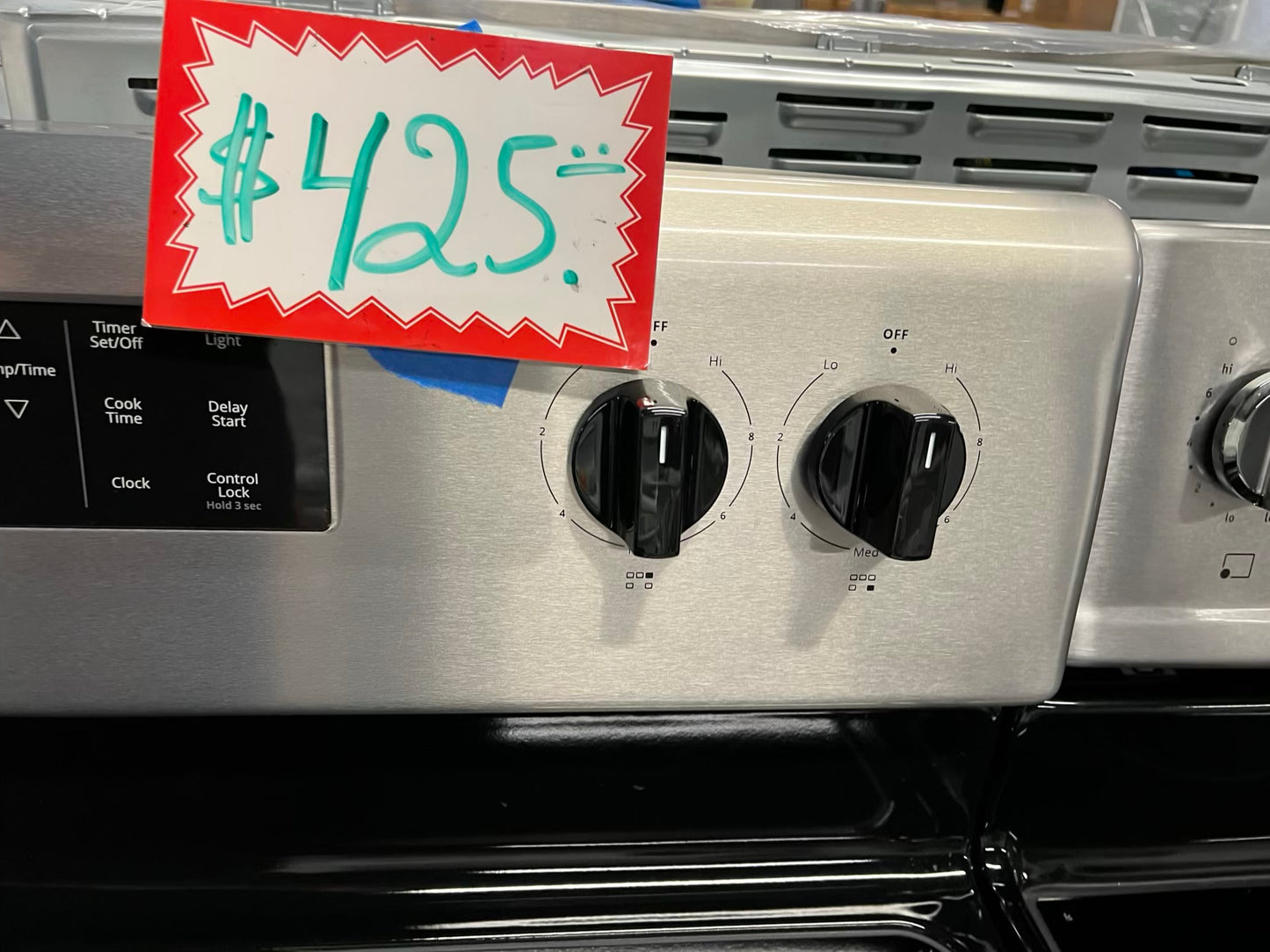 Whirlpool electric 220v range 5 burner warm zone bake broil steam clean stanless steel 30" #ER519JB-TR