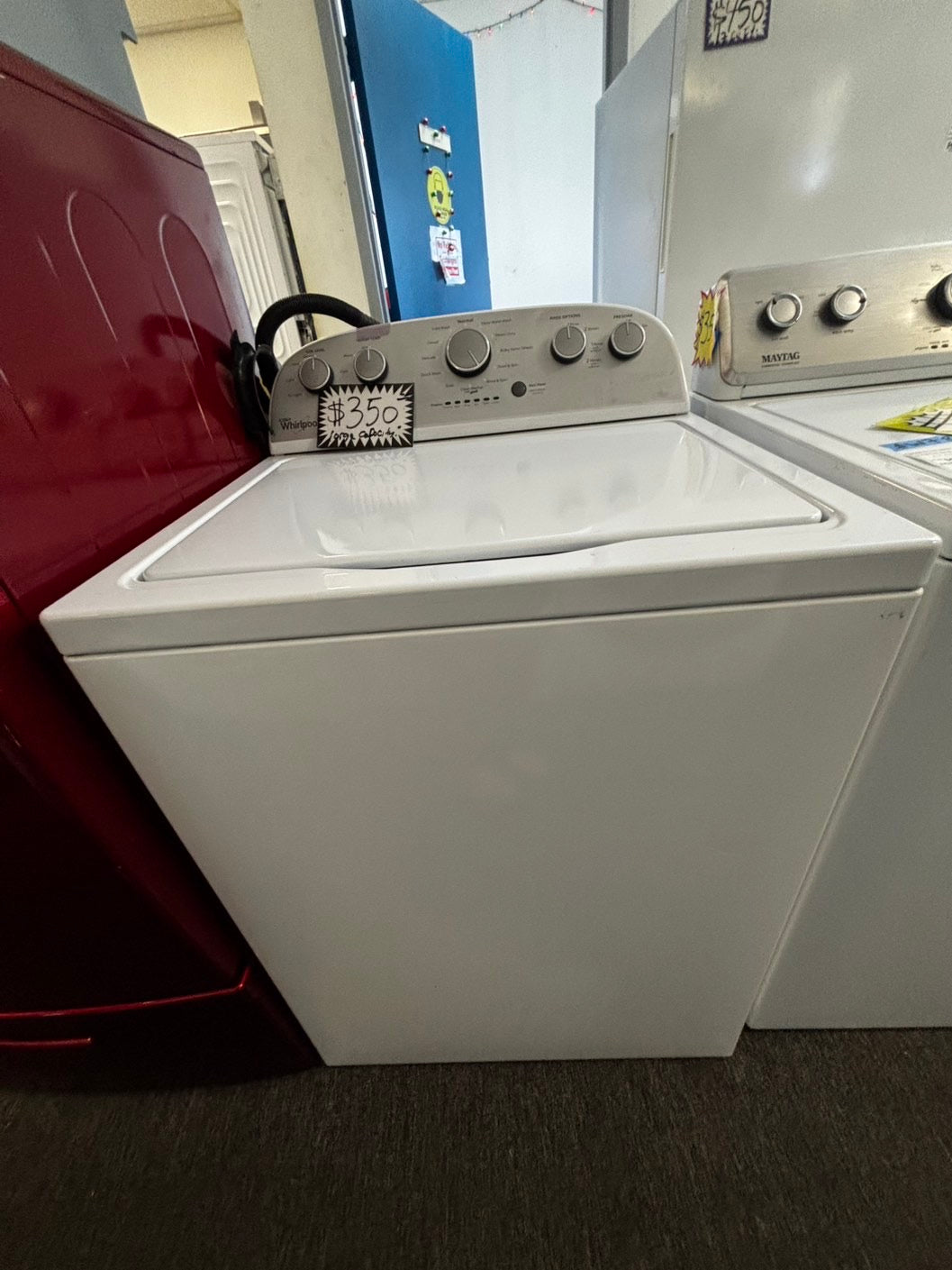 Extra large capacity Whirlpool Top load washing machine side x side large capacity no agitator27" Refurbished #WX841JL