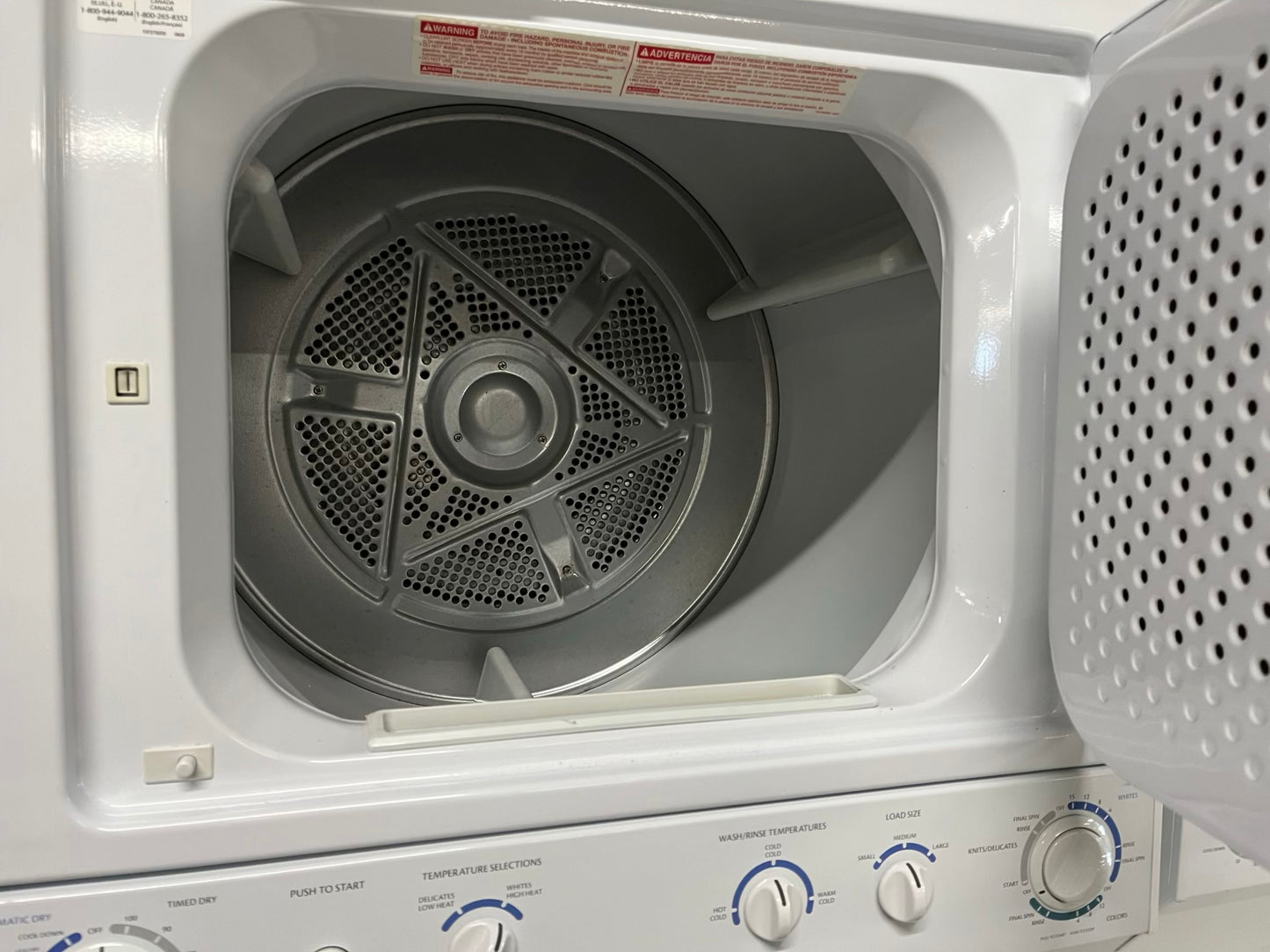 -Frigidaire stacked laundry center Electric 220v washer & dryer set in white 27" #LG234AB