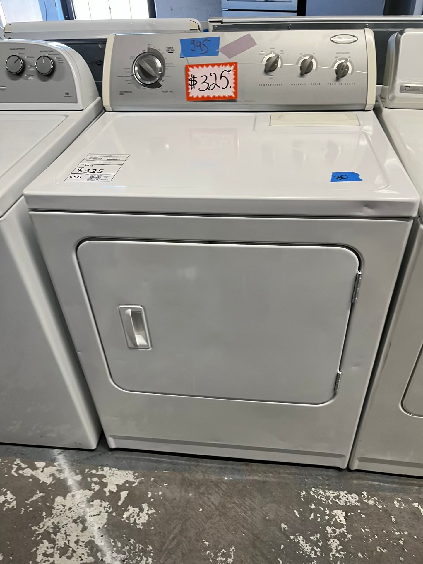 Whirlpool side x side GAS dryer large capacity 29" Refurbished #GD396DB