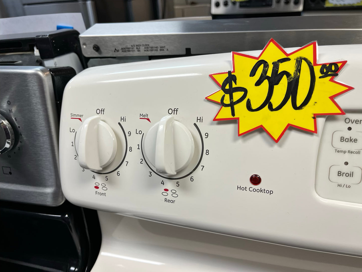 GE ELECTRIC 220v IN BISQUÉ BAKE BROIL HI/LO SELF CLEAN 4 BURNER #ER852EL