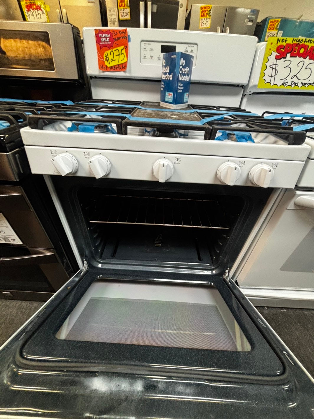 GE Gas range 5 burner bake Temp Recall broil hi/lo in white used-Refurbished 30" #GHRR00L