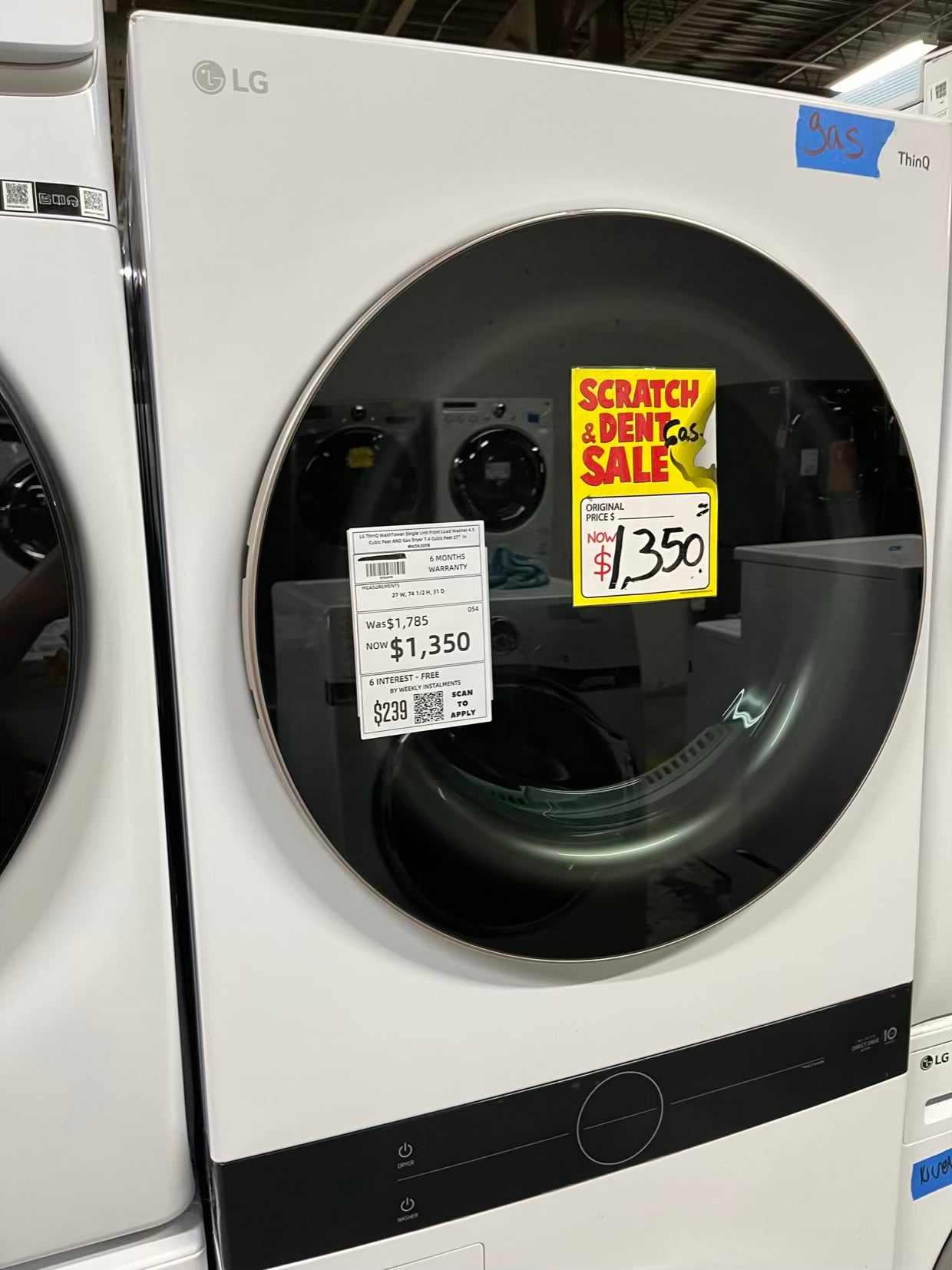 Open box 📦 | scratch & Dent LG ThinQ WashTower Single Unit Front Load Washer 4.5 Cubic Feet AND Gas Dryer 7.4 Cubic Feet 27" in #WD630FB-TR