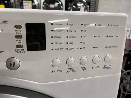 LG Dryer electric 220v in white front load w/pedestal extra storage stainless steel drum large capacity 27" refurbished #ED341AB