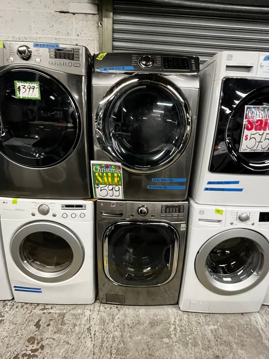🎁Holiday Sale 🎄 GAS Mix & Match LG washer & Samsung dryer set front load stackable stainless steel 30" in Refurbished #ED77414B