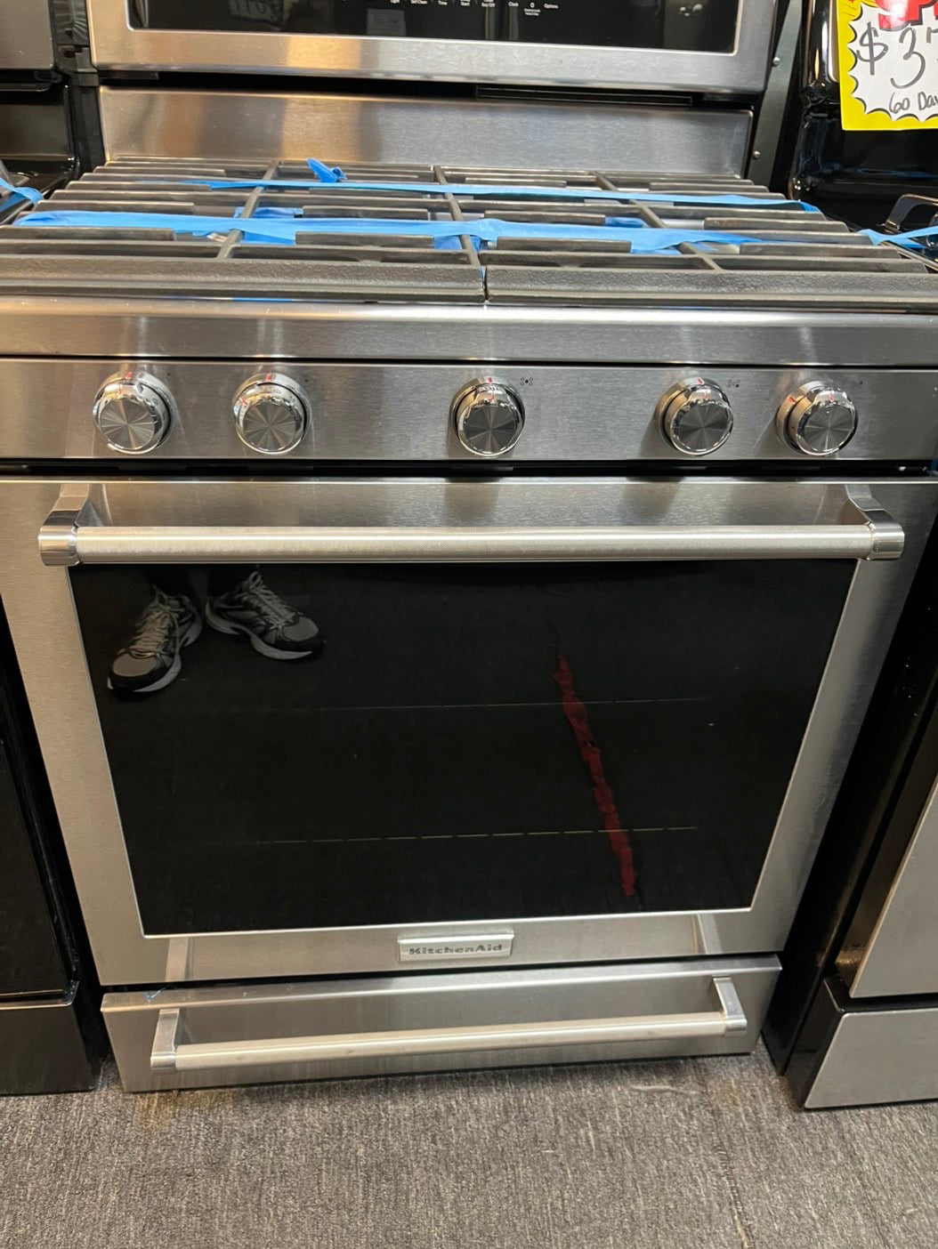 Refurbished KitchenAid GAS range stainless steel 5 burner convection broil Easy convection bake roast broil Steam bake Aqualift self clean 30" #GGP29L