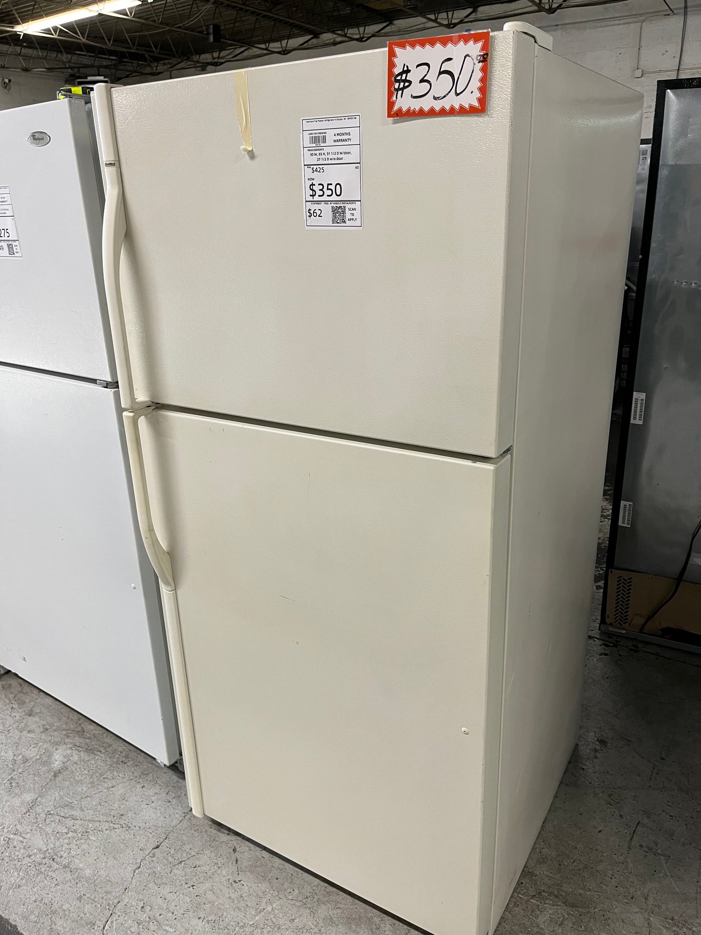 - Kenmore Top freezer refrigerator in bisque 30" #RF891DB Refurbished