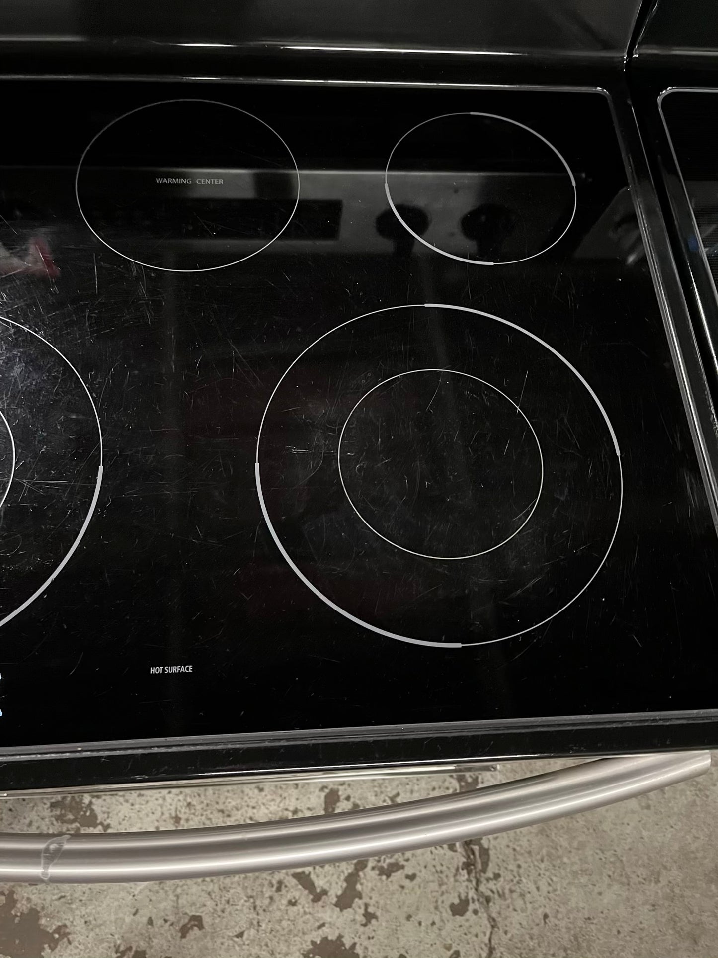 -Samsung glass top electric range 220v 5 burner warm zone convection bake broil roast  self clean Refurbished stainless steel 30" #ERT340AB