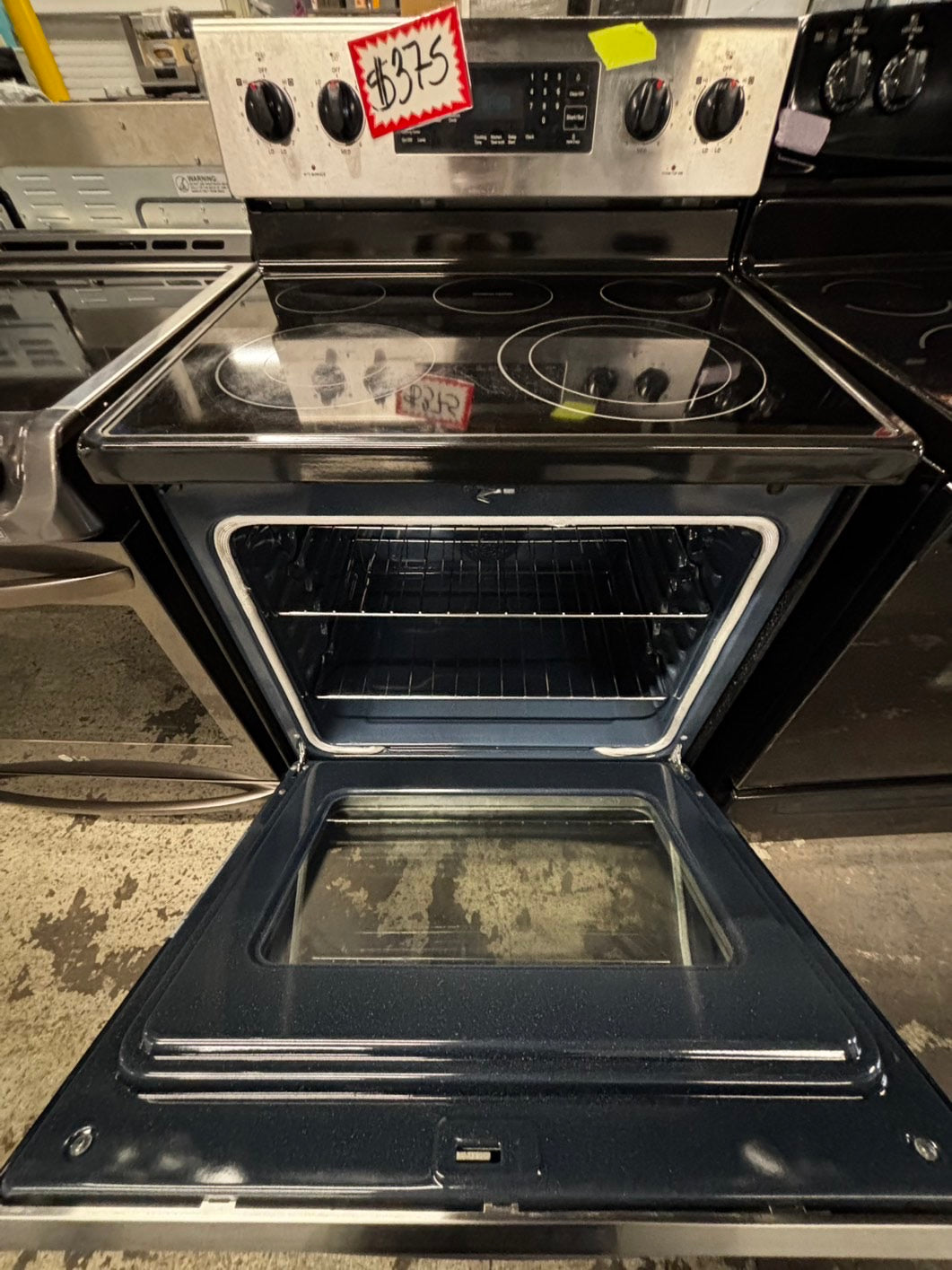 -Samsung glass top electric range 220v 4 burner bake broil fast boil steam clean Refurbished stainless steel 30" #ES918SB