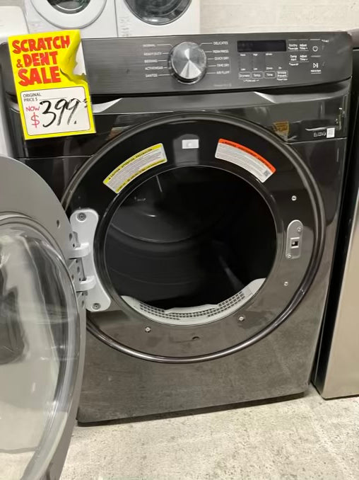 Open Box | Scratch & dent Open Box - Scratch & Dent Samsung - 7,5 Cu. Ft. Stackable Electric 220v Dryer with Sensor Dry - Fingerprint Resistant Black Stainless Steel 27” #RF2075B