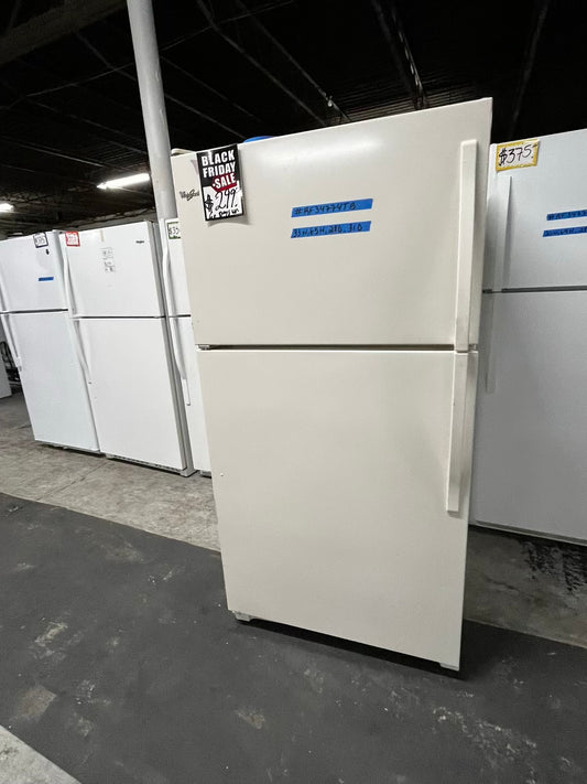 * π Black Friday β‘οΈ Whirlpool top freezer refrigerator in off white no ice maker 28" #RF34774TB