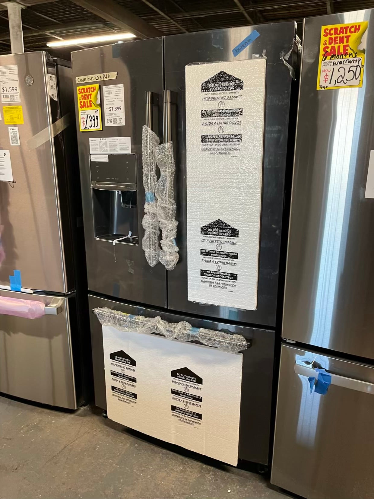 Open Box Ikea French door refrigerator slate counter depth w/ice water dispenser 36" #RF493YB-TR