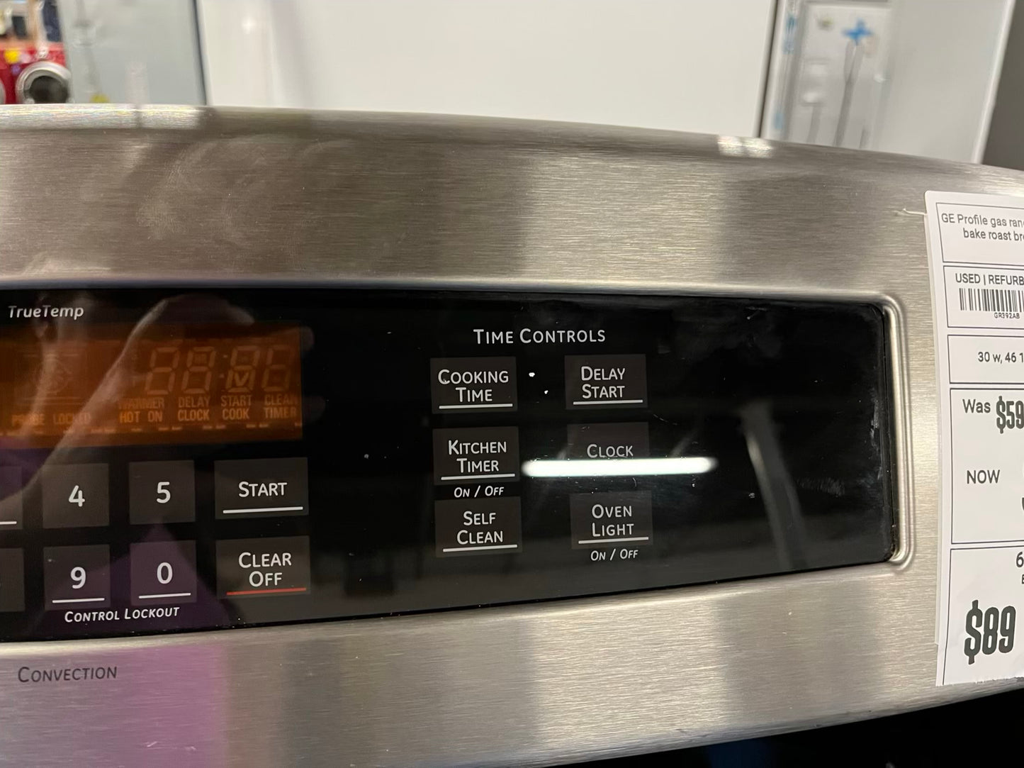 GE Profile gas range stainless steel 5 burner convection bake roast broil hi/lovely clean 30 in #GR392AB